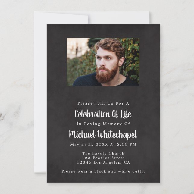 Man Celebration Of Life Memorial Invitations (Devant)