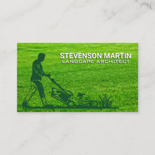 Man Cutting Rasen   Grass Business Card Visitenkarte