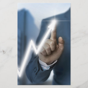 Man draws stock price touchscreen concept briefpapier