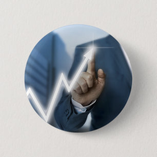 Man draws stock price touchscreen concept button