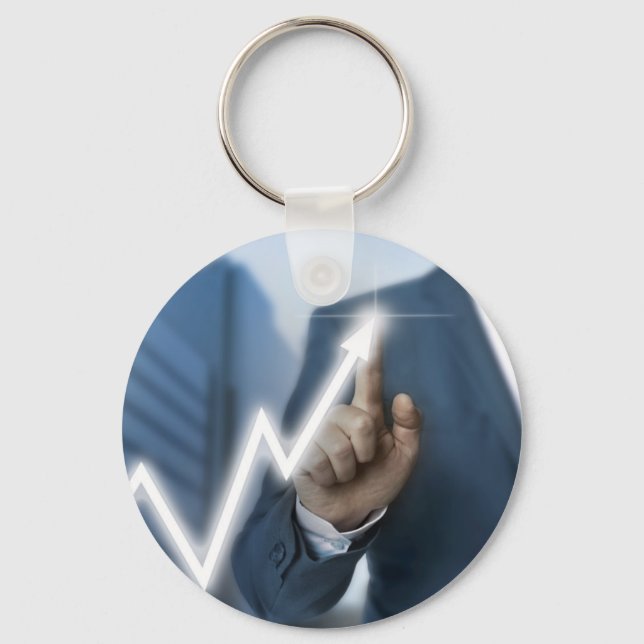 Man draws stock price touchscreen concept schlüsselanhänger (Vorderseite)