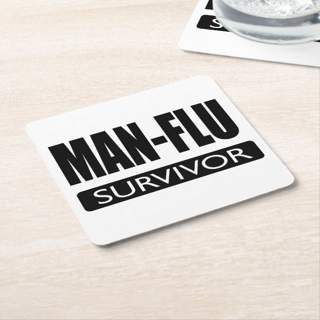 MAN-FLU ÜBERLEBENDER RECHTECKIGER PAPPUNTERSETZER (angewinkelt)