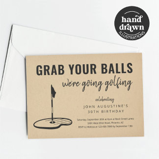 Man Funny Golf Birthday Retirement Bachelor Party Einladung