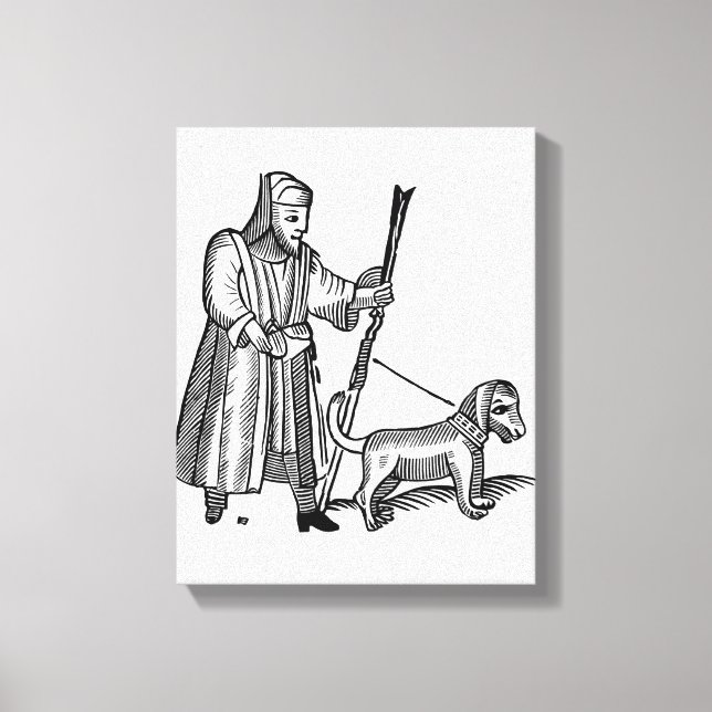 Man geht seinem Hund zu Fuß Leinwanddruck (Vorderseite)