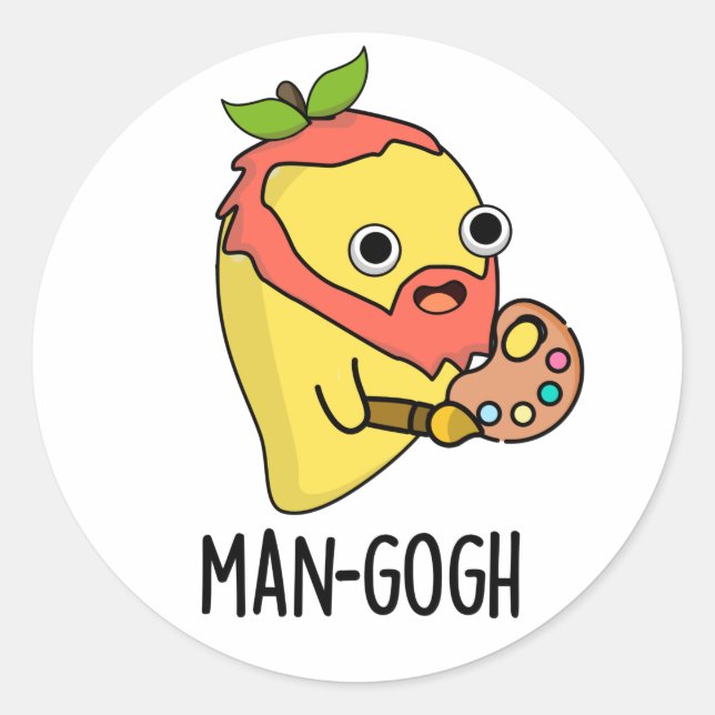 Man-gogh Funny Artist Mango Pun Runder Aufkleber (Vorderseite)