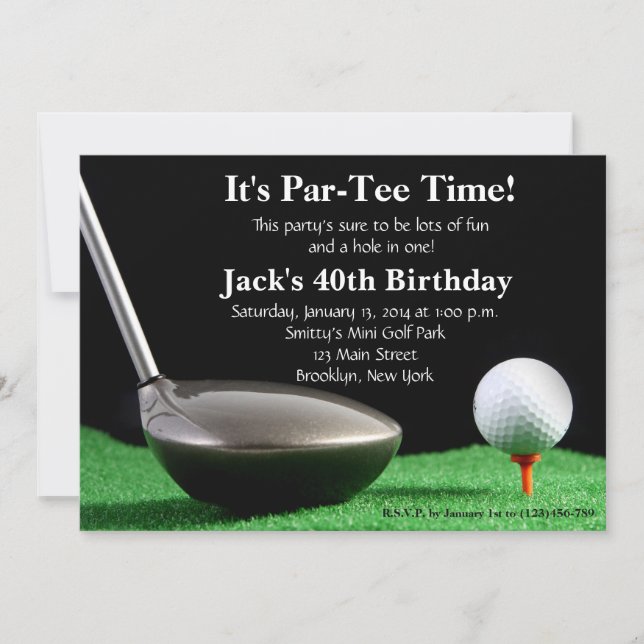 Man Golf Birthday Einladung (Vorderseite)