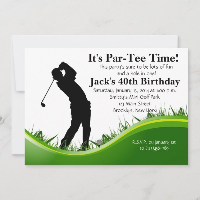 Man Golf Invitation Anniversaire (Devant)