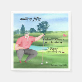 Man Golf Putting Fifty 50th Birthday Serviette