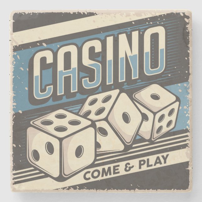 Man Höhle Casino Dice Steinuntersetzer (Vorderseite)