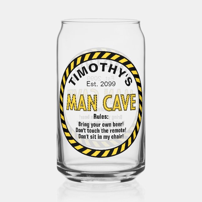Man Höhle Vorsicht Tape Bierglas kann Glas (Vorderseite)