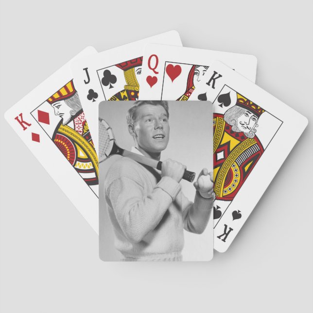 Man Holding Tennis Racket Spielkarten (Rückseite)