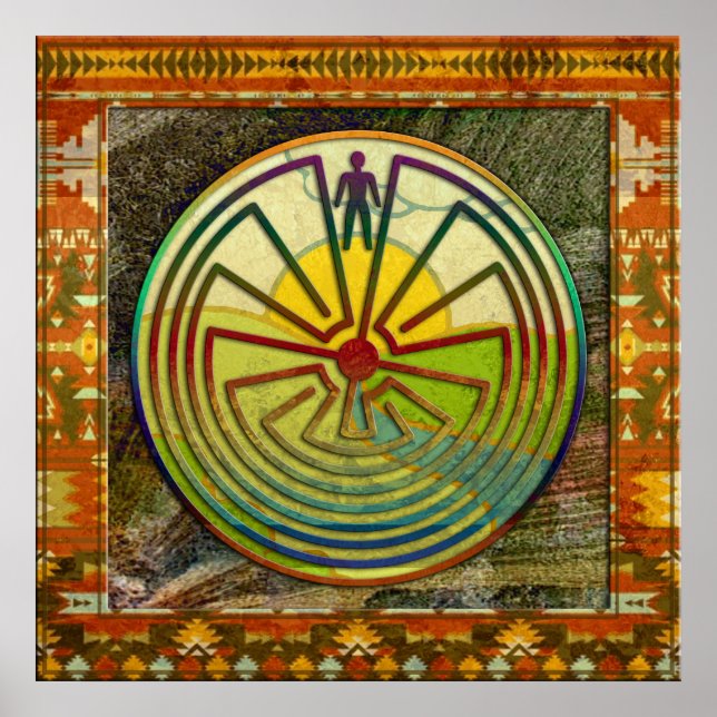 MAN IN DER MAZE-Landschaft + Hintergrund Poster (Vorne)