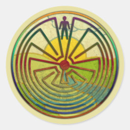 MAN IN DER MAZE-Landschaft + Hintergrund Runder Aufkleber