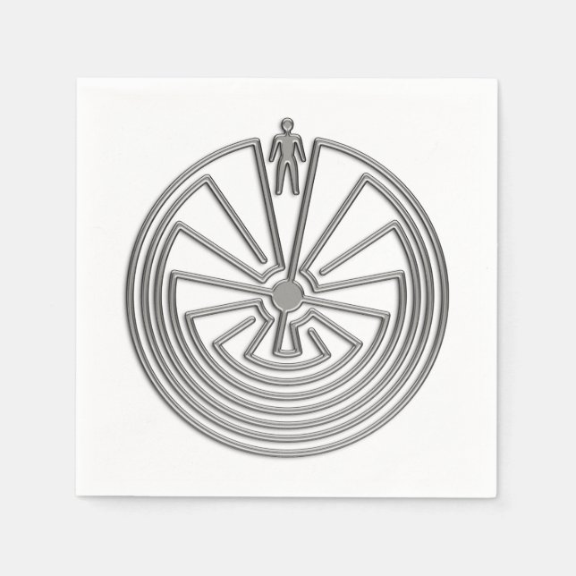 MAN IN DER MAZE Silber + Ihr Hintergrund Serviette (Vorderseite)
