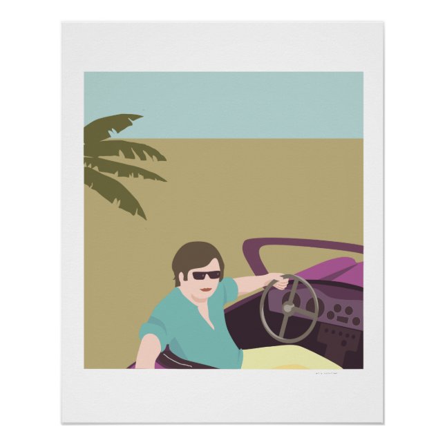 man in sportwagen met zonnebril poster (Vorderseite)