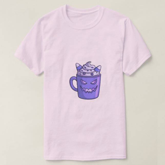 Man in White T-Shirt with Spooky Drink Graphic (Design devant)