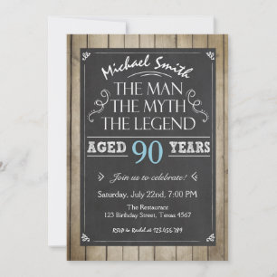 Man Invitation d'anniversaire Chalkboard Rustique 