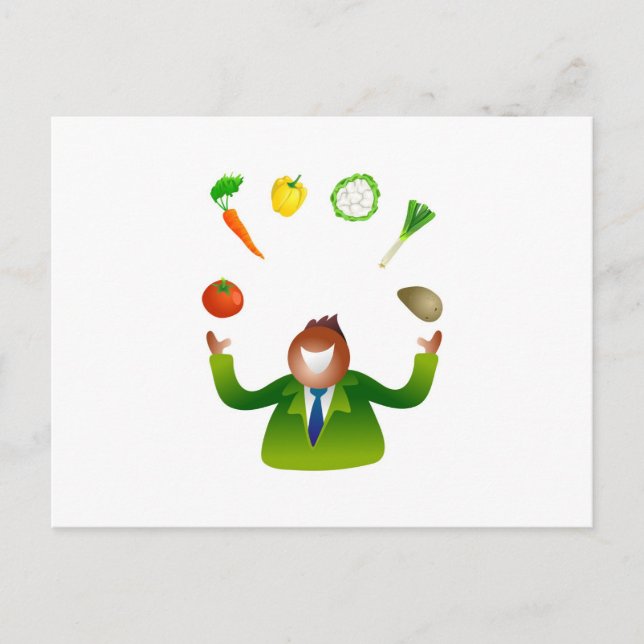 Man Juggling Vegetables Postkarte (Vorderseite)