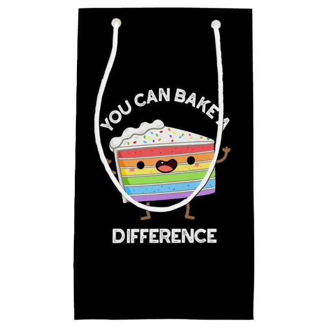 Man kann einen anderen Funny Cake Pun Dark BG back Kleine Geschenktüte (Vorderseite)