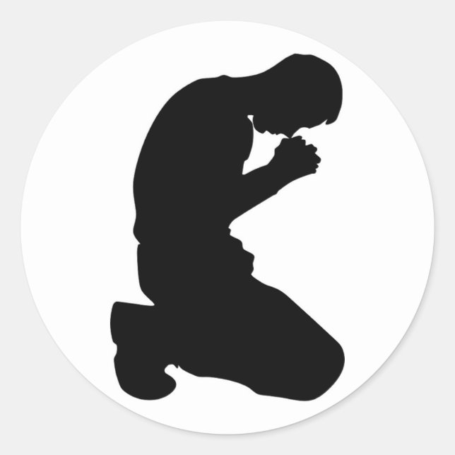 MAN KNELT IN PRAYER RUNDER AUFKLEBER (Vorderseite)