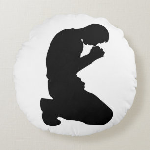 MAN KNELT IN PRAYER RUNDES KISSEN