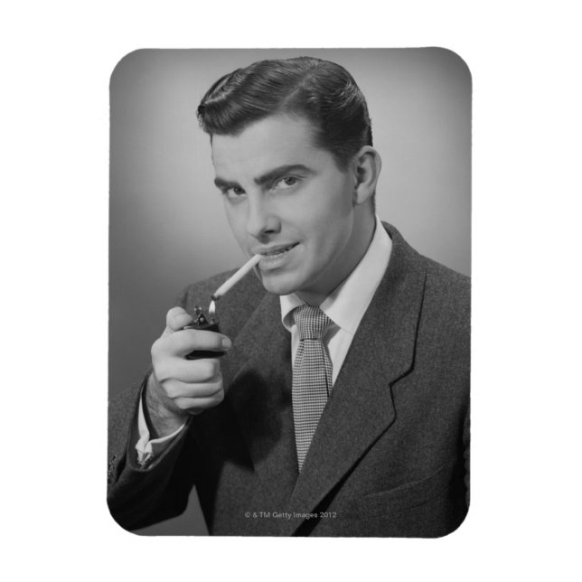 Man Lighting Cigarette Magnet (Vertikal)