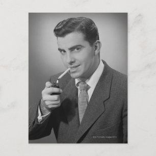 Man Lighting Cigarette Postkarte
