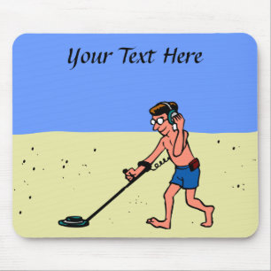 Man Metal Detection Beach Mousepad
