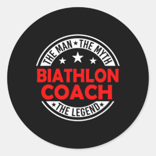 Man Myth Biathlon Coach Legend Funny Biathlon Coac Runder Aufkleber