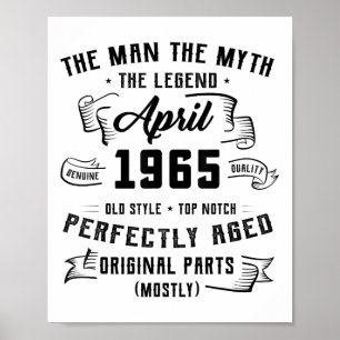 Man Myth Legend April 1965 60. Geburtstag T-Shirt Poster