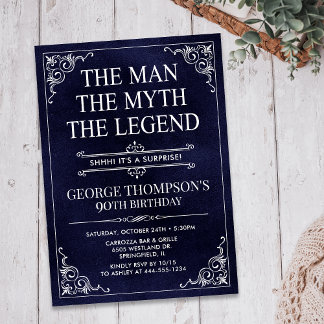 Man Myth Legend Blue Überraschung 90. Geburtstag Einladung