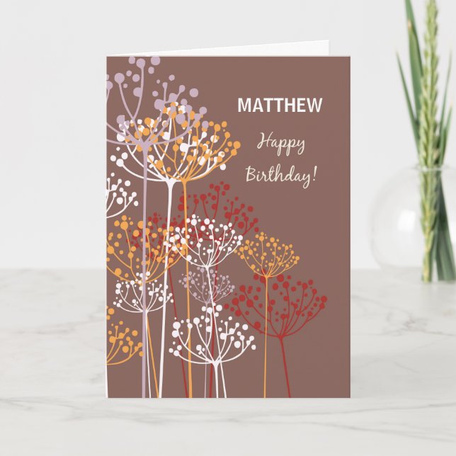 Man Religious Birthday Brown Wildblumen Karte (Vorderseite)