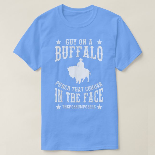 Man Riding Buffalo Possum Possum Graphic Meme T-Shirt (Design vorne)