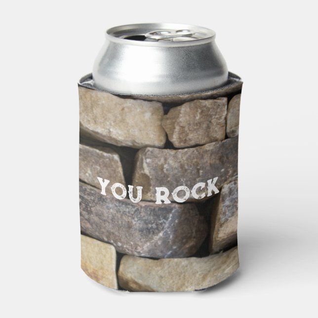 Man rockt Stone Wall Stacks Custom Text Dosenkühler (Kanne Vorderseite)