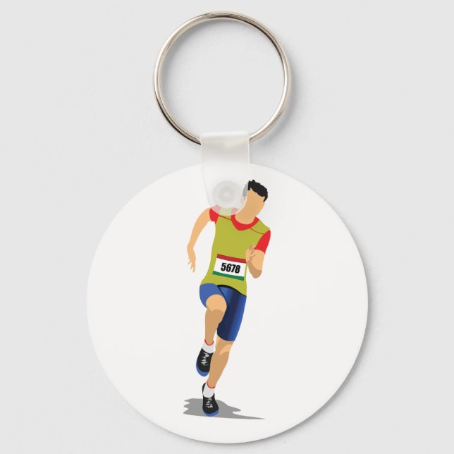 Man Running Athletics Schlüsselanhänger (Vorderseite)
