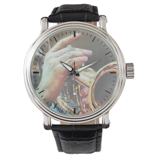 Man spielt Trumpet Armbanduhr (Vorderseite)