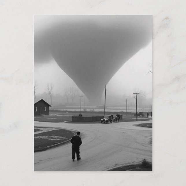 Man Staring in Tornado Postkarte (Vorderseite)