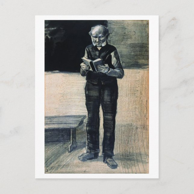 Man Stehend Reading a Book, Vincent van Gogh Postkarte (Vorderseite)