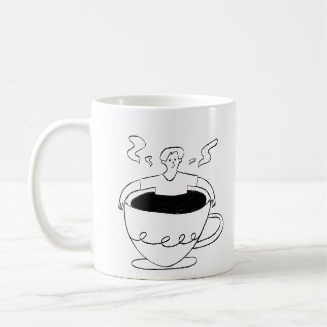 Man submerged in a cup of coffee kaffeetasse (Links)