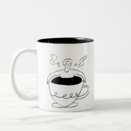 Man submerged in a cup of coffee zweifarbige tasse
