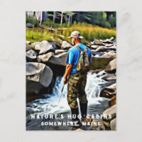 *~* Man Sun Fishing Stream Maine AP49 Caabin