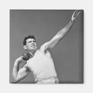 Man Throwing Shotput Magnet