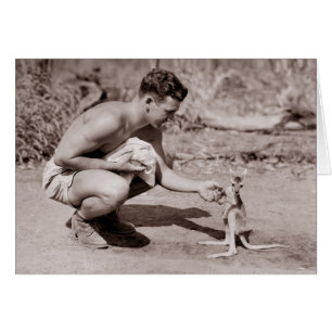 Man with Baby Kangaroo