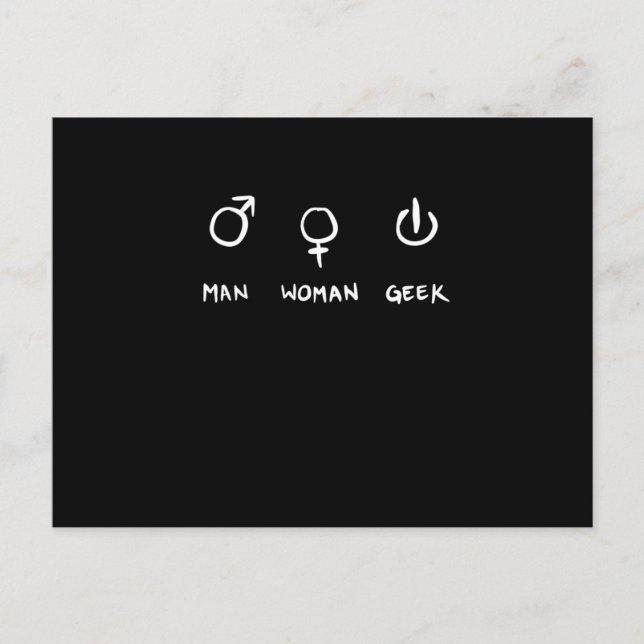 Man Woman Geek Postkarte (Vorderseite)