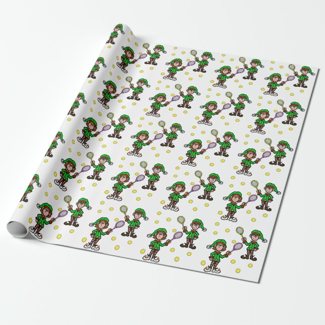 Man Woman Tennis Player Elves Weihnachtsgeschenk W Geschenkpapier (Ungerollt)