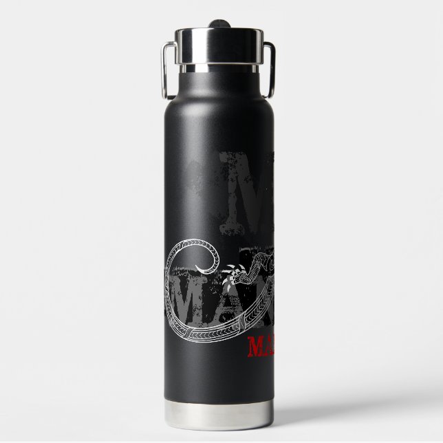 Mana Atua - göttliche Power - dunkel Trinkflasche (Vorderseite)