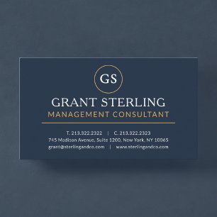 Management Consultant Navy Blau Gold Luxus Visitenkarte