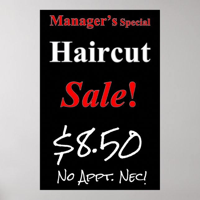 Manager's Special Haircut Sale Beauty Salon Poster (Vorne)