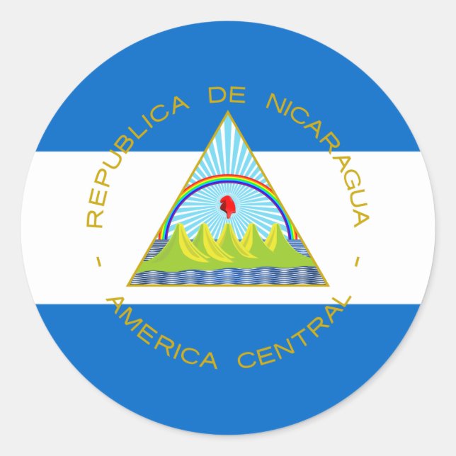 Managua-Flagge und -Wappen, Flagge Nicaraguas Runder Aufkleber (Vorderseite)