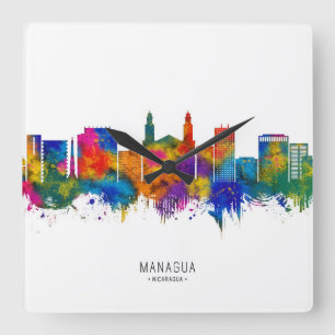 Managua Nicaragua Skyline Quadratische Wanduhr